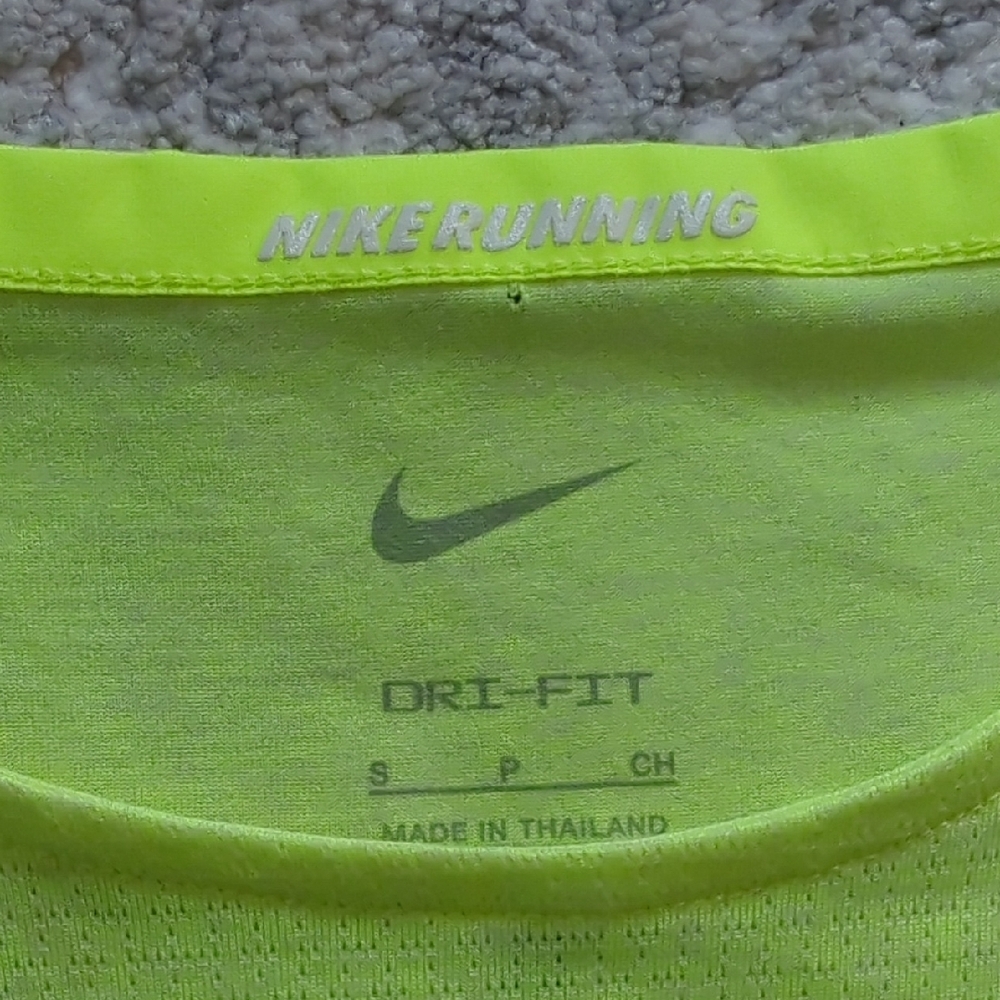 Nike Neon Yellow Short Sleeve Running Tee Size Small - Picture 6 of 7